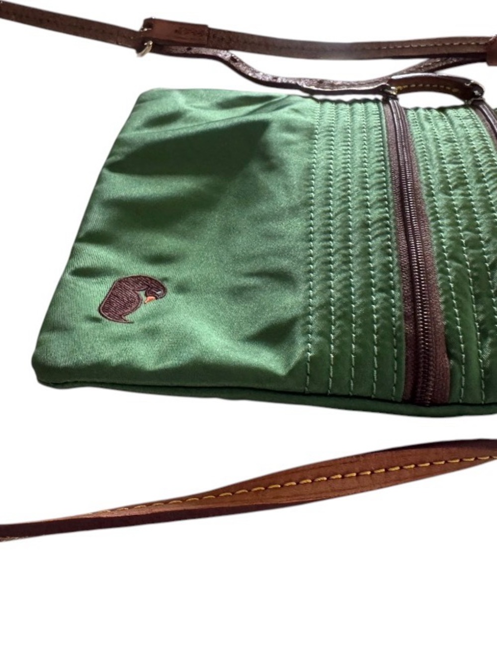 Dooney & Bourke Nylon North South Triple Zip Crossbody.Color: Kelly green nylon. - Picture 8 of 12